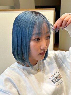 ステラバイケンジ(STELLA by KENJE) 韓国風レイヤーカット艶カラーローズブラウン前髪カット