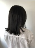 ダークグレー×外ハネロングボブ