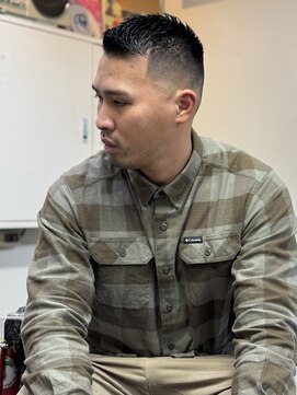 メリケンバーバーショップ フクオカ(MERICAN BARBERSHOP FUK) ハイライトマッシュパーマウルフアッシュブラック