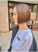 ショートボブマッシショート/前髪/イメチェン/グレージュカラー