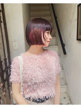 ルイス(LEWES) インナーカラー/暖色系カラー/ピンクカラー/ボブ/