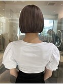 大人ボブ×ぱつっとボブ×グレージュカラー×シルバーグレー