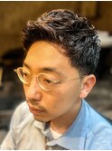 【西宮初かりあげ専門店☆】フェードバーバー七三分け短髪パーマ