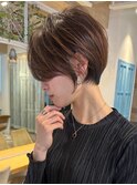 ショート×ハイライト白髪ぼかし×マチルダボブ[心斎橋]