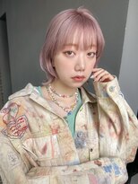 ヒビヲ(HIBIO) ショートボブハイトーンカラーミルクティーベージュダブルカラー