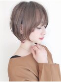 say.重政　ショート前髪あり　大人ショート小顔面長ショートボブ