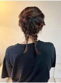 三つ編みアレンジ/簡単アレンジ/ヘアアレンジ/顔周りレイヤー