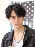 シャドウパーマ メンズマッシュ アップバング ビジネスヘア