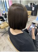 ミルクティーブラウンワンレンボブ小顔レイヤーケアブリーチ所沢
