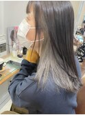 グレーシルバー見せるインナーカラーストレートヘア【横浜】k