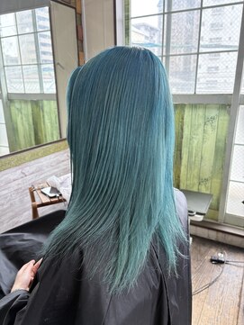 ロール(ROLL) カラー入れ放題　ブリーチ2回まで可能　ターコイズブルー