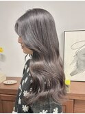 ブリーチなし暗髪艶カラー透明感ロングレイヤー夏カラー