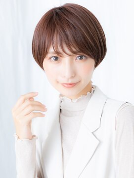 暖色系カラーマッシュパーマ小顔ショートk古河20代30代40代