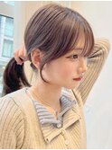 ミディアムレイヤー顔周りカットシースルーシャギーカットボブ