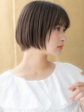 カバーヘア ブリス 大宮西口(COVER HAIR bliss) ダークブラウン前下がり小顔ミニボブ大人ショートヘア20代30代W