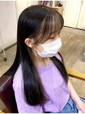グレージュカラー ボブルフ 黒髪 ココアベージュ ロングヘア