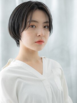 ドクターズサロン LAB 小山店 センターパートアッシュブラックショートボブk小山20代30代40代