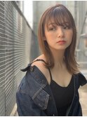 大人かわいい前髪セシルカットココアブラウンフリンジウェーブ