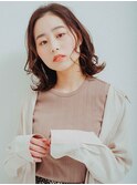 大人外はね毛先ラフパーマゆるふわ韓国風ココアブラウン