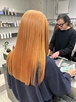 ダブ アオヤマ(DaB AOYAMA)&nbsp;オレンジカラー/ロングレイヤー/レイヤーカット/ペールオレンジ