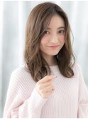 大人可愛いセンターパートエアリーミディアムs古河20代30代40代