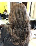 セミロング ハイライト ベージュ