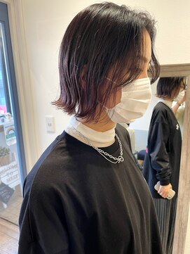 メルト 吉祥寺(melt) 20代30代小顔外ハネ切りっぱなしボブ ラベンダーグラデーション
