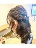 サイド編み込みのハーフアップstyle