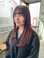 テトヘアー(teto hair)&nbsp;レッドピンク　ブリーチなしカラー　ステップカット　姫カット