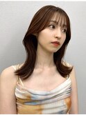 ブラウンカラーのミディアムスタイル(新潟/万代)