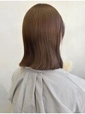 シアーベージュ透け感カラー＊切りっぱなしミディアムヘア