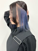 モリオ(morio)&nbsp;＊インナーカラーブルーナチュラルボブディ前髪なし30代40代2