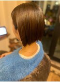40代50代ショートボブ×ナチュラルブラウンノンジアミンカラー