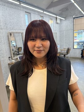 カノエ 岡山店(canoe) レイヤーカット×ボルドーカラー