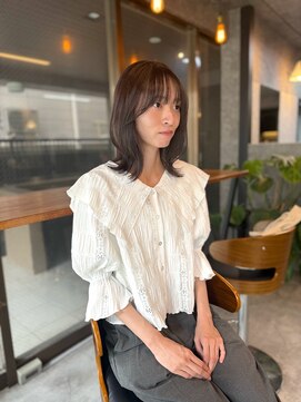 レイヤー/ミディアムレイヤー/ウルフヘア/ピンク/グレージュ