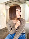 前髪縮毛矯正ボブ切りっぱなしボブぷつっとボブ