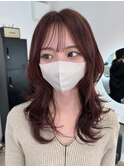 ハッシュカット/ピンクブラウン/ブリーチなしダブルカラー/梅田