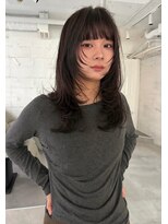 ヨーク(YOKE) ミディアムレイヤーハッシュカットグレージュ前髪20代30代40代