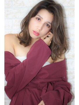 ヘアーアートシフォン 池袋西口店(Hair art chiffon) 黒髪似合わせカットグレージュグラデーションカラーのふわミディ