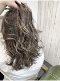 エアタッチ*ハイライト*鎖骨下ミディアムの段少なめ