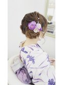 浴衣ツインお団子　ヘアセット　着付け