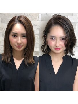 アフロート ギンザ(AFLOAT GINZA) AFLOAT GINZA【仲道 弘泰】前下がりボブパーマ【before→after】