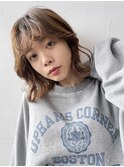ふわふわボブ_グレージュカラーボブウルフココアベージュ_9072