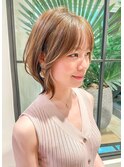 大人可愛い20代30代40代小顔くびれヘア外ハネボブダークアッシュ
