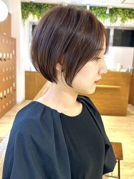 ビューブルー 亀戸錦糸町(VIEW BLUE) 美髪シアーカラーピンクブラウンショートカット切りっぱなしボブ