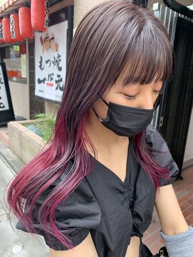 クラヴィア エクラート 梅田店(CLAVIA.ECLART) インナーカラー◇ピンクカラー×パープルカラー[梅田]