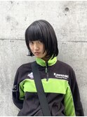黒髪ナチュラルレイヤーボブ