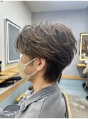 【oasisオグ】メンズフェザーパーマセンター分けマッシュウルフ