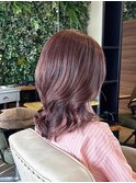 ミディアムくびれレイヤー×ロイヤルピンク 20代30代40代50代