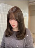 オリーブブラウン♪ワンカールで決まるミディアムレイヤー